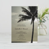 Palm Tree Silhouette Beach Wedding Einladung (Stehend Vorderseite)