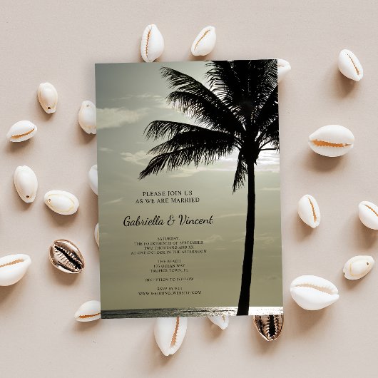 Palm Tree Silhouette Beach Wedding Einladung