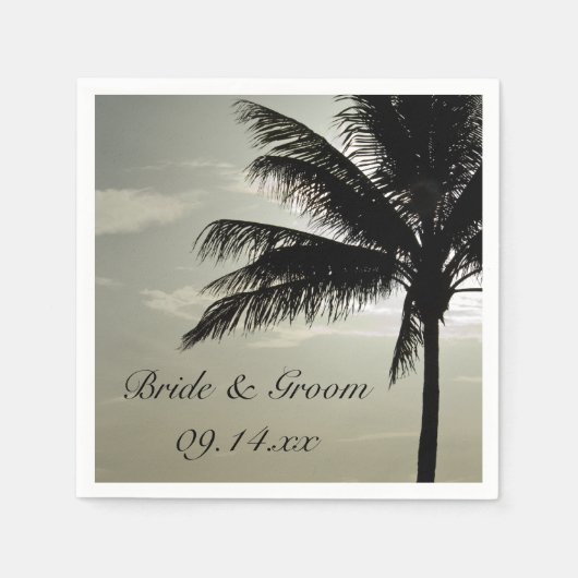 Palm Tree Silhouette Beach Wedding Serviette (Vorderseite)