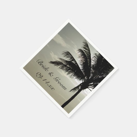 Palm Tree Silhouette Beach Wedding Serviette (Ecke)