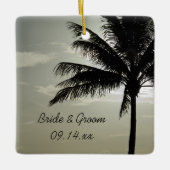 Palm Tree Silhouette Beach Wedding Square Keramikornament (Vorderseite)