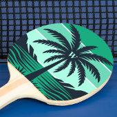 Palm Tree Silhouette Black Striped Green Monogram Tischtennis Schläger