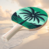 Palm Tree Silhouette Black Striped Green Monogram Tischtennis Schläger