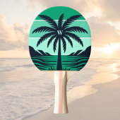 Palm Tree Silhouette Black Striped Green Monogram Tischtennis Schläger