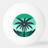 Palm Tree Silhouette Black Striped Green Monogram Tischtennisball (Rückseite)