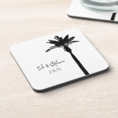 Palm Tree Silhouette COUPLE Date Modern Chic Getränkeuntersetzer (Linke Seite)