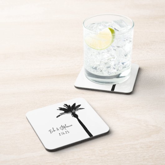 Palm Tree Silhouette COUPLE Date Modern Chic Getränkeuntersetzer (Rechte Seite)