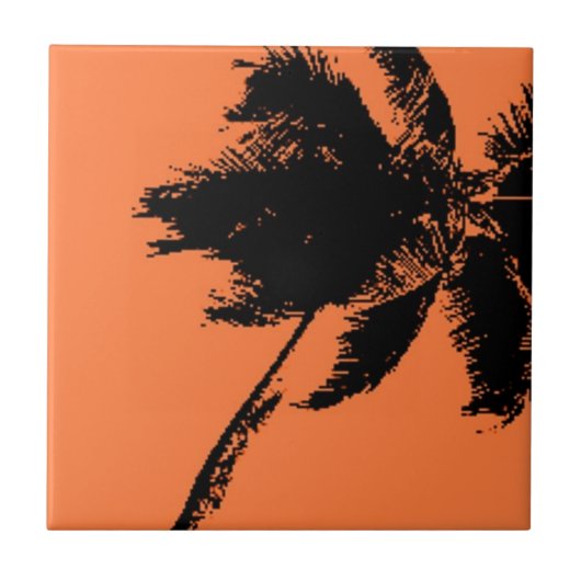 Palm Tree Silhouette Fliese (Vorderseite)