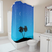 Palm Tree Silhouette gegen Abend Blue Duschvorhang (Beispiel)
