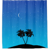 Palm Tree Silhouette gegen Abend Blue Duschvorhang (Vorderseite)
