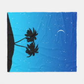Palm Tree Silhouette gegen Abend Blue Fleecedecke (Vorderseite (Horizontal))