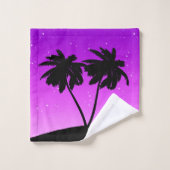 Palm Tree Silhouette gegen Twilight Lila Badhandtuch Set (Waschlappen)