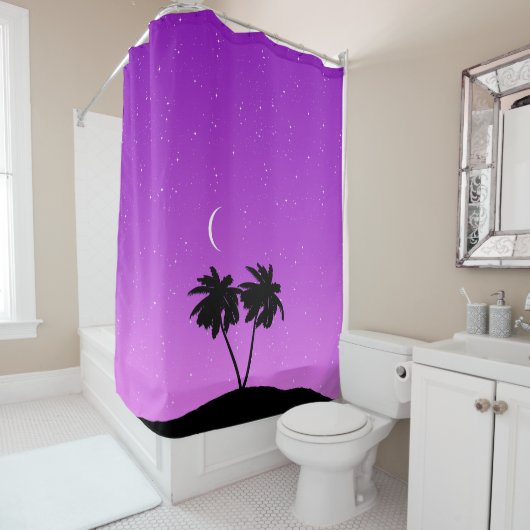 Palm Tree Silhouette gegen Twilight Lila Duschvorhang (Beispiel)