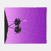 Palm Tree Silhouette gegen Twilight Lila Fleecedecke (Vorderseite (Horizontal))