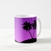 Palm Tree Silhouette gegen Twilight Lila Kaffeetasse (VorderseiteRechts)