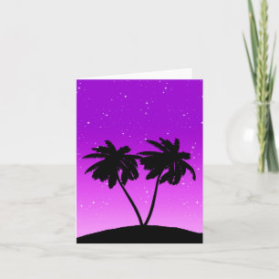 Palm Tree Silhouette gegen Twilight Lila Karte