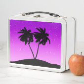 Palm Tree Silhouette gegen Twilight Lila Meta Metall Brotdose (Beispiel)