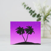 Palm Tree Silhouette gegen Twilight Lila Postkarte (Stehend Vorderseite)