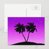 Palm Tree Silhouette gegen Twilight Lila Postkarte (Vorne/Hinten)