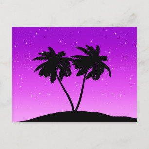 Palm Tree Silhouette gegen Twilight Lila Postkarte