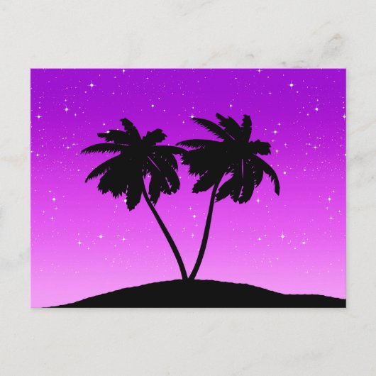 Palm Tree Silhouette gegen Twilight Lila Postkarte (Vorderseite)