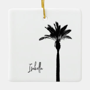 Palm Tree Silhouette NAME Travel Beach Coastal Keramikornament