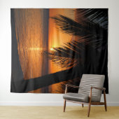Palm Tree Silhouette Orange Tropical Sunset Backdr Wandteppich (Beispiel (Horizontal))