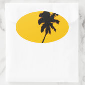 Palm Tree Silhouette Ovaler Aufkleber (Tasche)