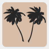 Palm Tree Silhouette Quadratischer Aufkleber (Vorderseite)