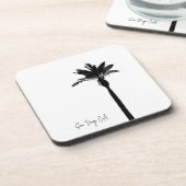 Palm Tree Silhouette San Diego CA Eigener Text Getränkeuntersetzer (Linke Seite)