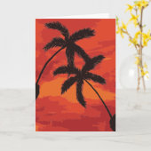 Palm Tree Silhouette Sonnenuntergang Malerei Karte (Gelbe Blume)
