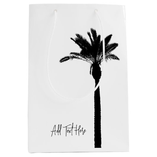 Palm Tree Silhouette Travel Coast Custom Text Mittlere Geschenktüte (Vorderseite)