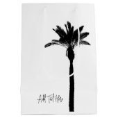 Palm Tree Silhouette Travel Coast Custom Text Mittlere Geschenktüte (Rückseite)