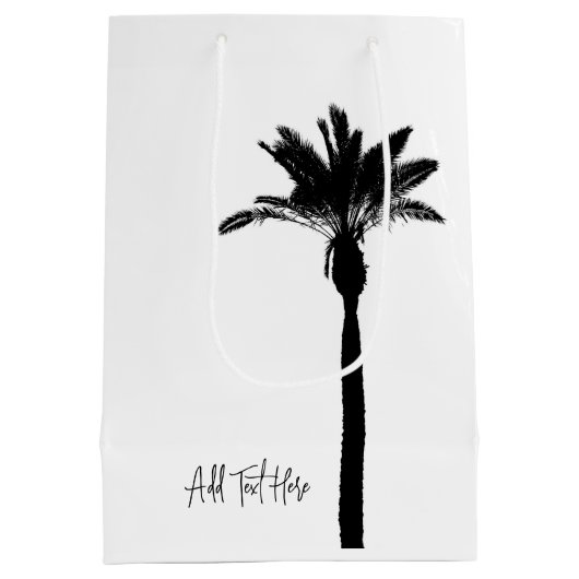 Palm Tree Silhouette Travel Coast Custom Text Mittlere Geschenktüte (Rückseite)