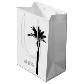 Palm Tree Silhouette Travel Coast Custom Text Mittlere Geschenktüte (Rückseite Schrägansicht)