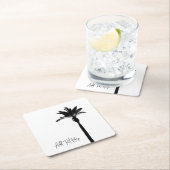 Palm Tree Silhouette Travel Coast Custom Text Rechteckiger Pappuntersetzer (Vor Ort)