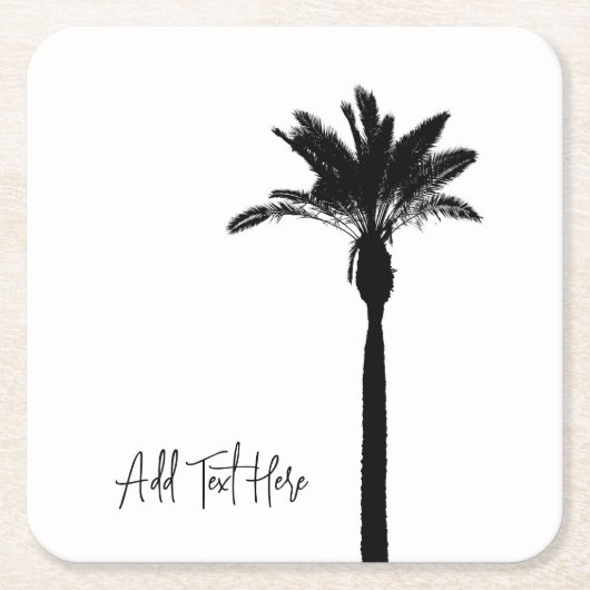Palm Tree Silhouette Travel Coast Custom Text Rechteckiger Pappuntersetzer (Vorderseite)