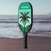 Palm Tree Silhouette Tropical Green Monogram Pickleball Schläger