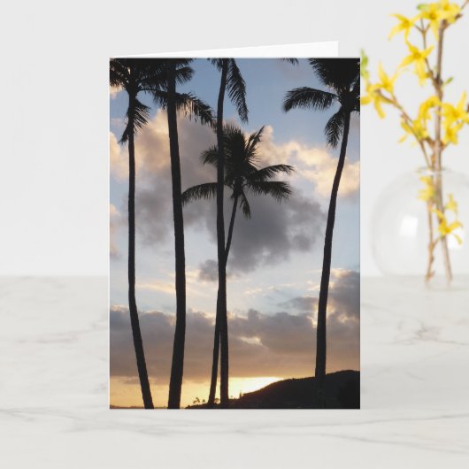 Palm Tree Silhouetten in Hawaii Karte (Gelbe Blume)