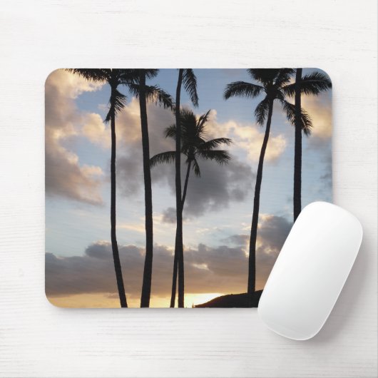 Palm Tree Silhouetten in Hawaii Mousepad (Mit Mouse)