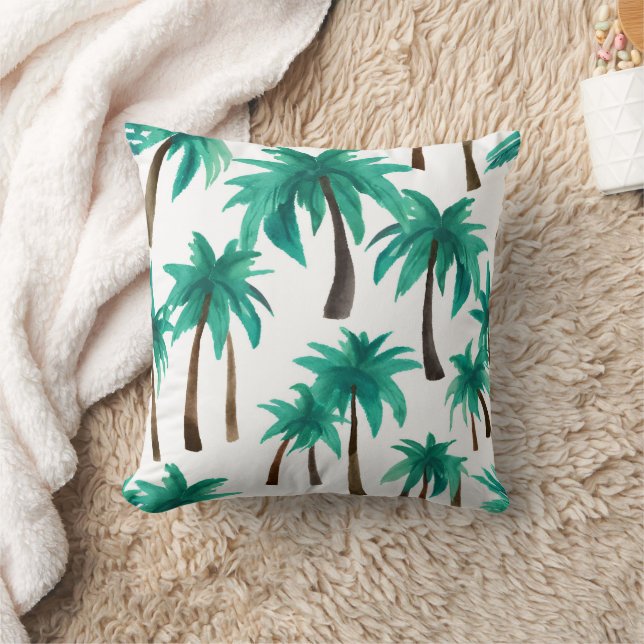 Palm Tree Simple Modern Watercolor Kissen (Decke)