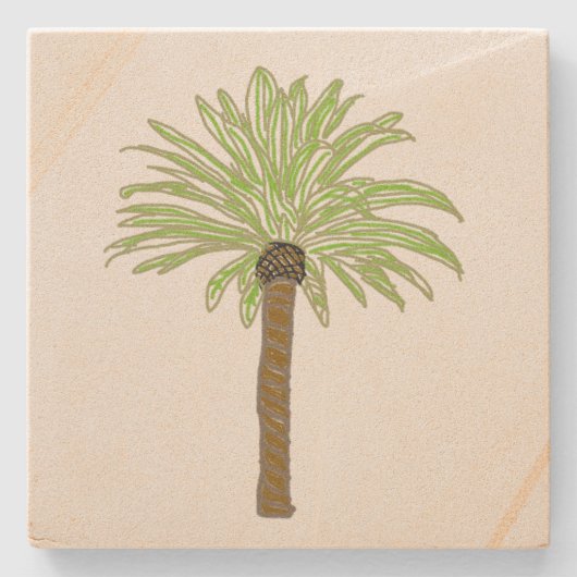 Palm Tree Sketch Steinuntersetzer (Vorderseite)
