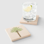 Palm Tree Sketch Steinuntersetzer (Seitenansicht)