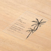 Palm Tree Sketch Travel Beach Hochzeit in Urlaubso Acryleinladungen (Ablage )