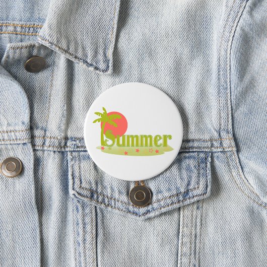 Palm Tree Sommer mit Sonne und Strand Button