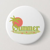 Palm Tree Sommer mit Sonne und Strand Button (Vorderseite)