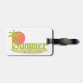 Palm Tree Sommer mit Sonne und Strand Gepäckanhänger (Rückseite horizontal)
