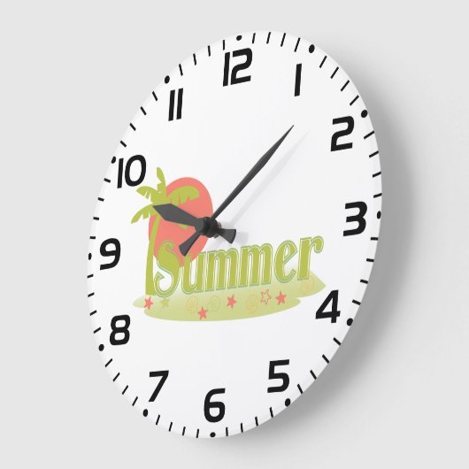 Palm Tree Sommer mit Sonne und Strand Große Wanduhr (Winkel)