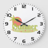 Palm Tree Sommer mit Sonne und Strand Große Wanduhr (Vorderseite)