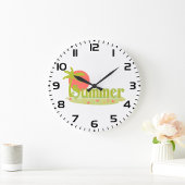 Palm Tree Sommer mit Sonne und Strand Große Wanduhr